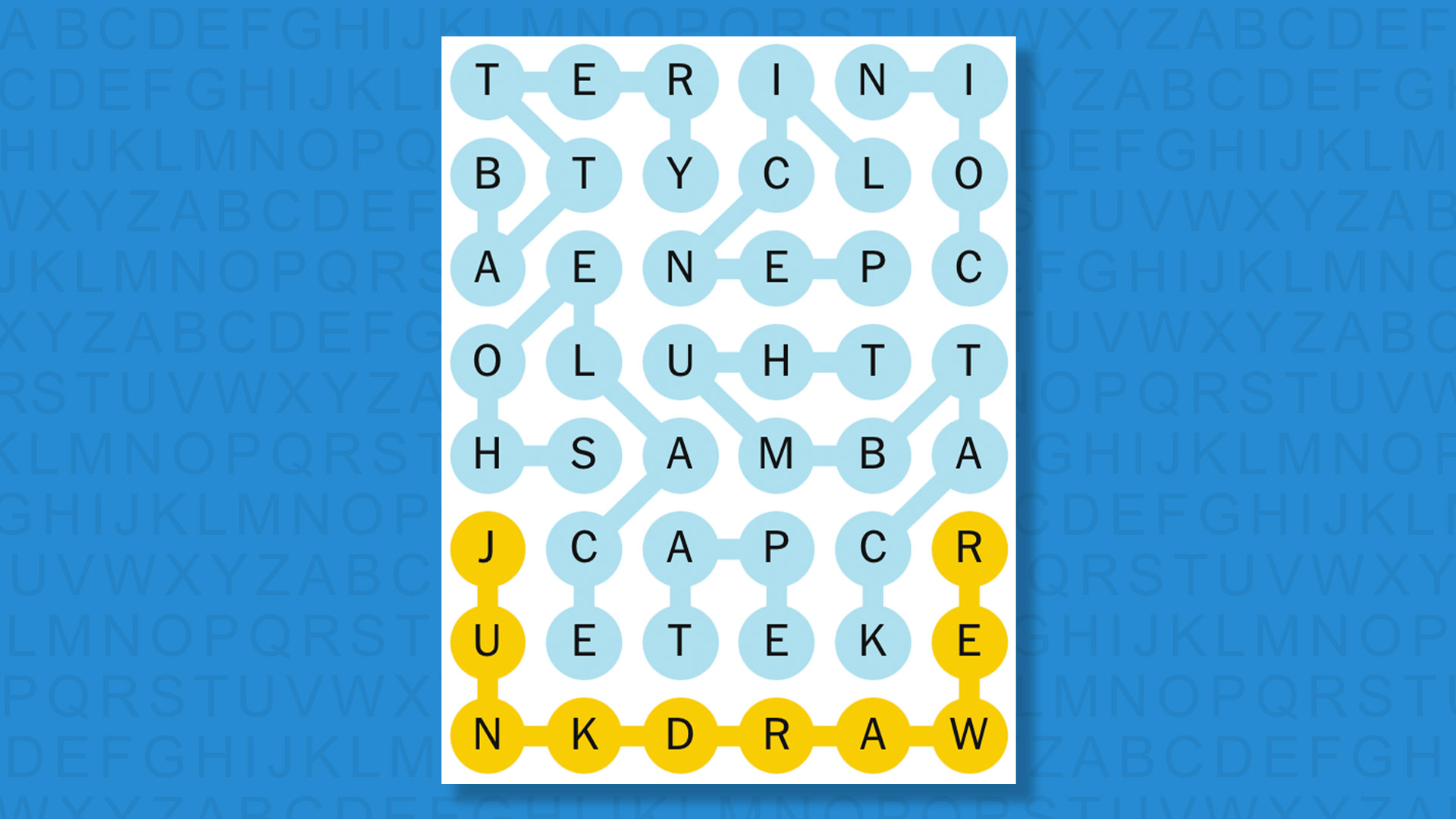 NYT Strands answers game 598 on a blue background