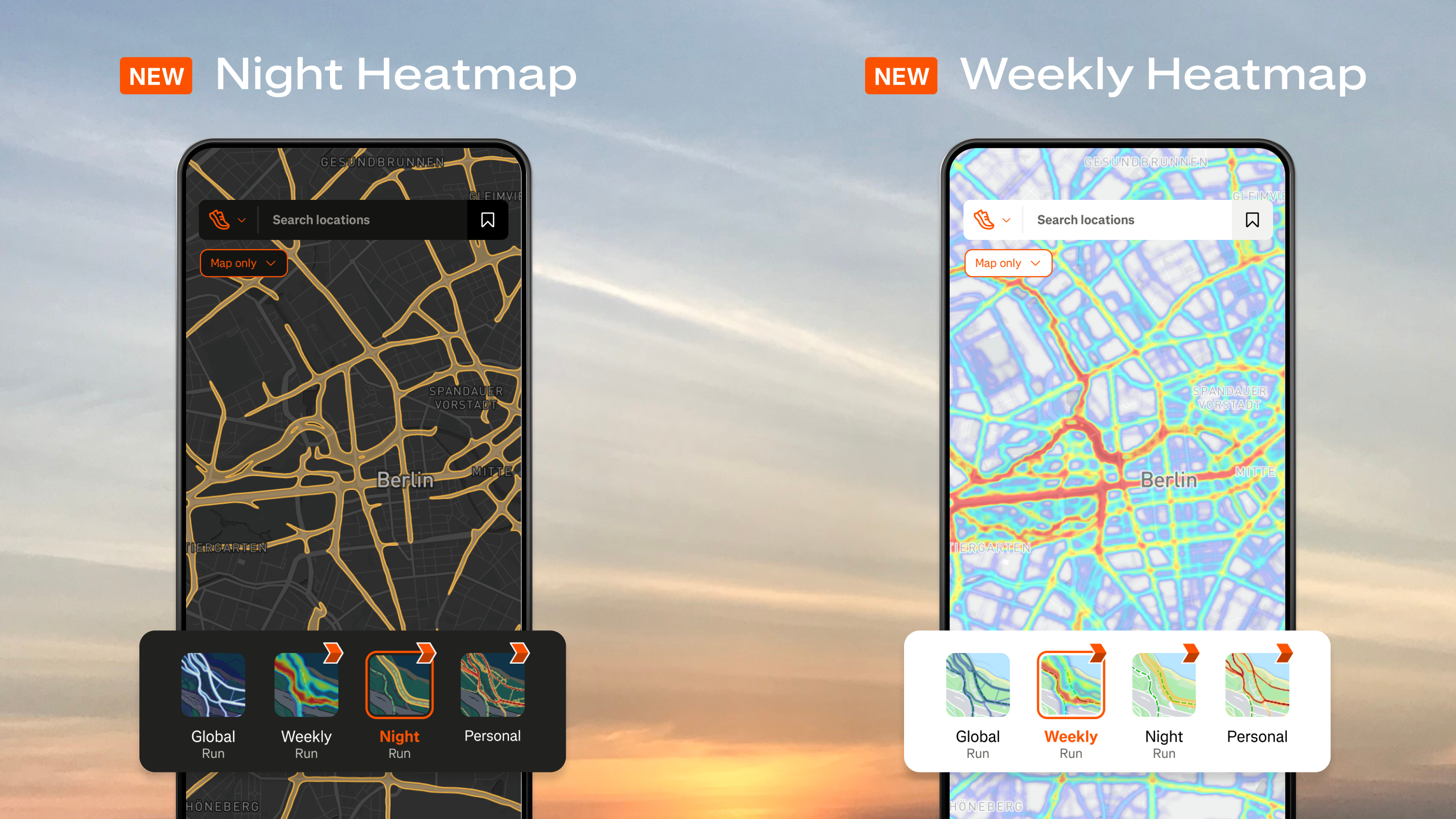 Strava Night and Weekly Heat Map