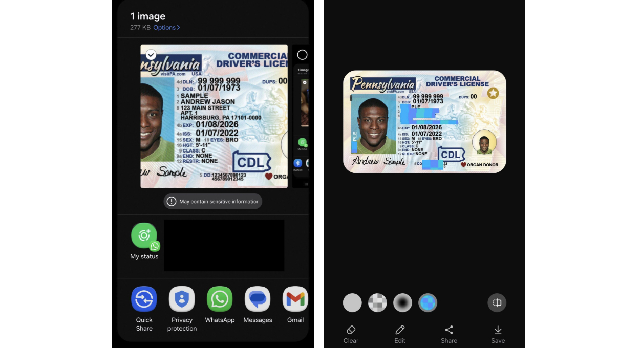 An image filtered from the Privacy Protection Function in a user interface 8.5