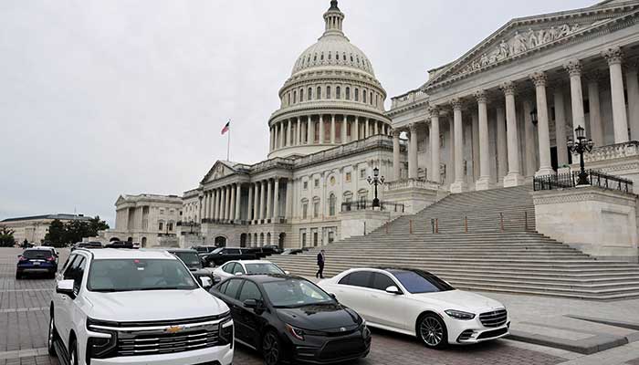 The vehicles of the American senators are parked during a vote of the Senate, hours before a partial closure of the government will enter into force in Capitol Hill in Washington, DC, USA, on September 30, 2025. - Reuters