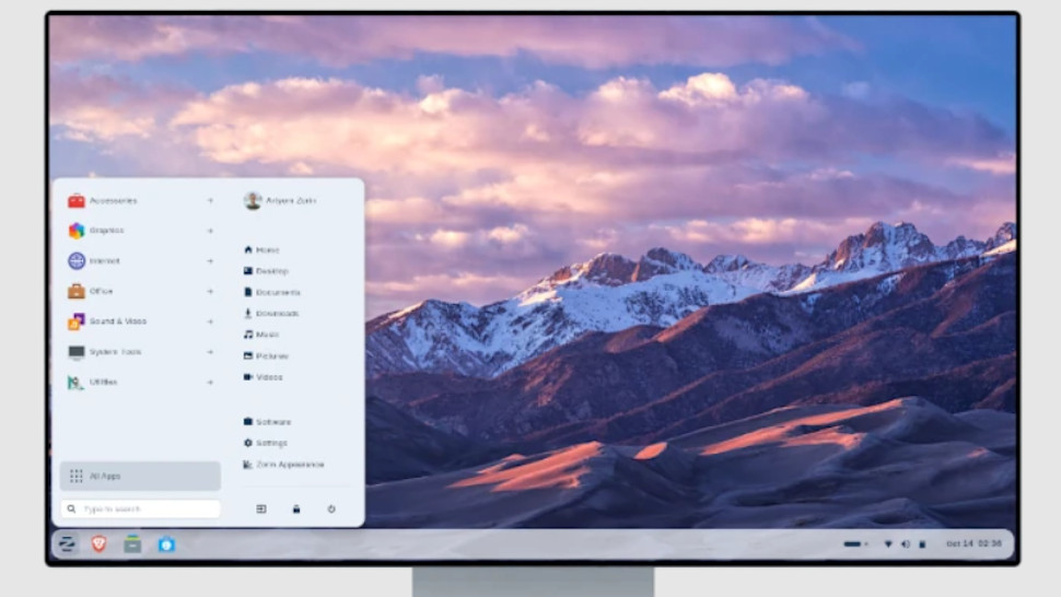 Zorin OS 18 desktop displayed on a monitor screen