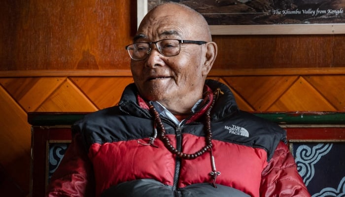 In this photo taken on May 28, 2023, Kancha Sherpa, a member of the 1953 Mount Everest expedition team that put Tenzing Norgay and Edmund Hillary on the summit of the world's highest mountain, looks on during an interview on the eve of International Everest Day, at Namche Bazar in Solukhumbu district, northeast of Kathmandu, Nepal. —AFP