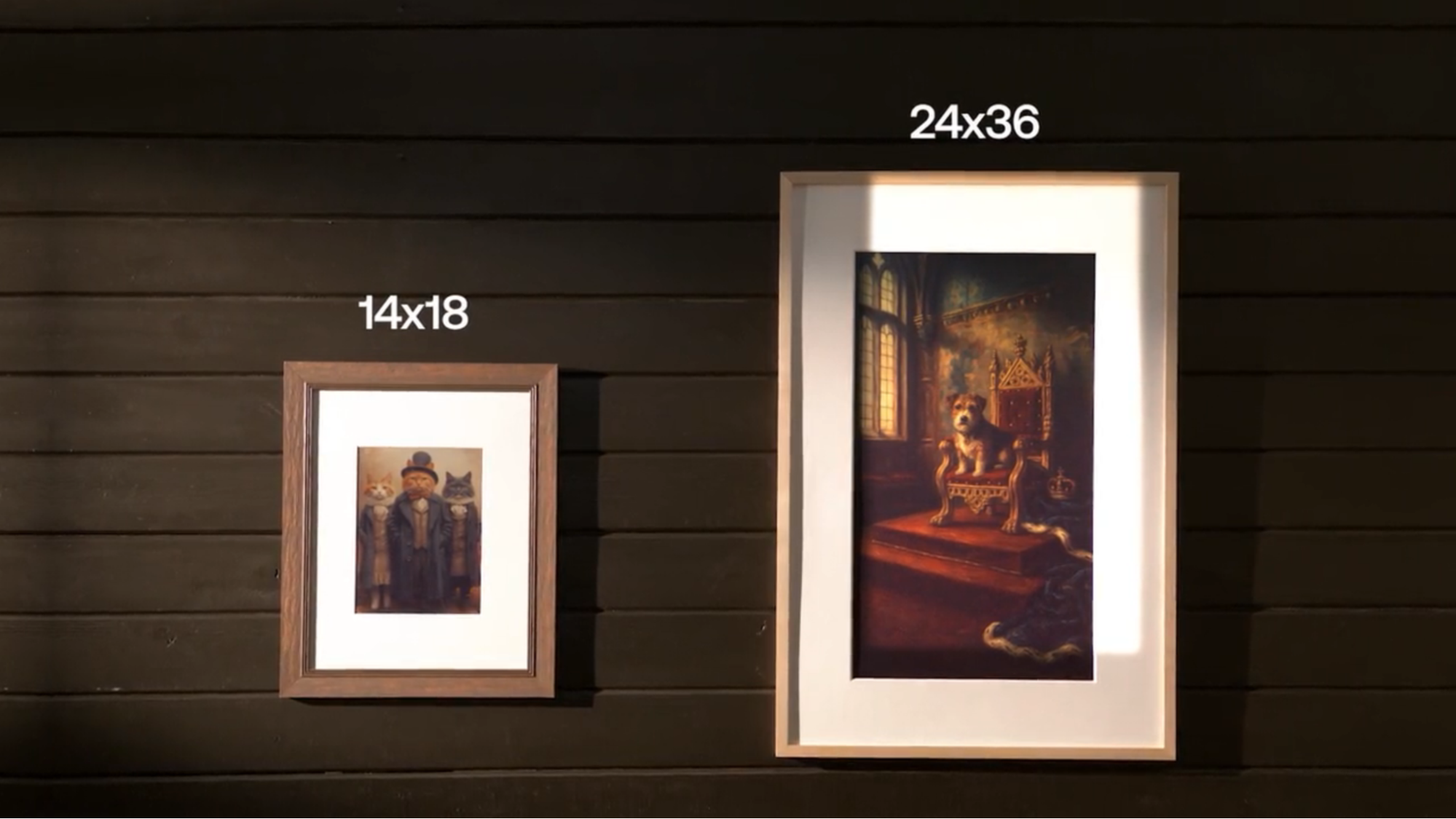 Two smart frames on a wall
