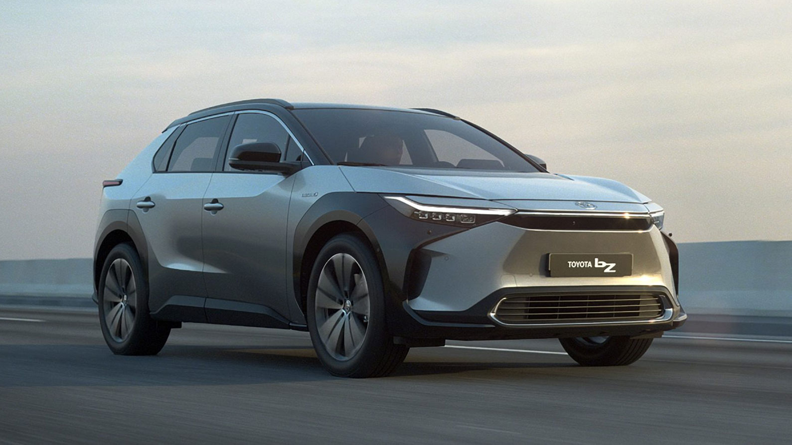 Front view, angled, of the Toyota bZ4X