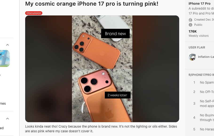 iPhone 17 Pro Max Colorgate pink Reddit