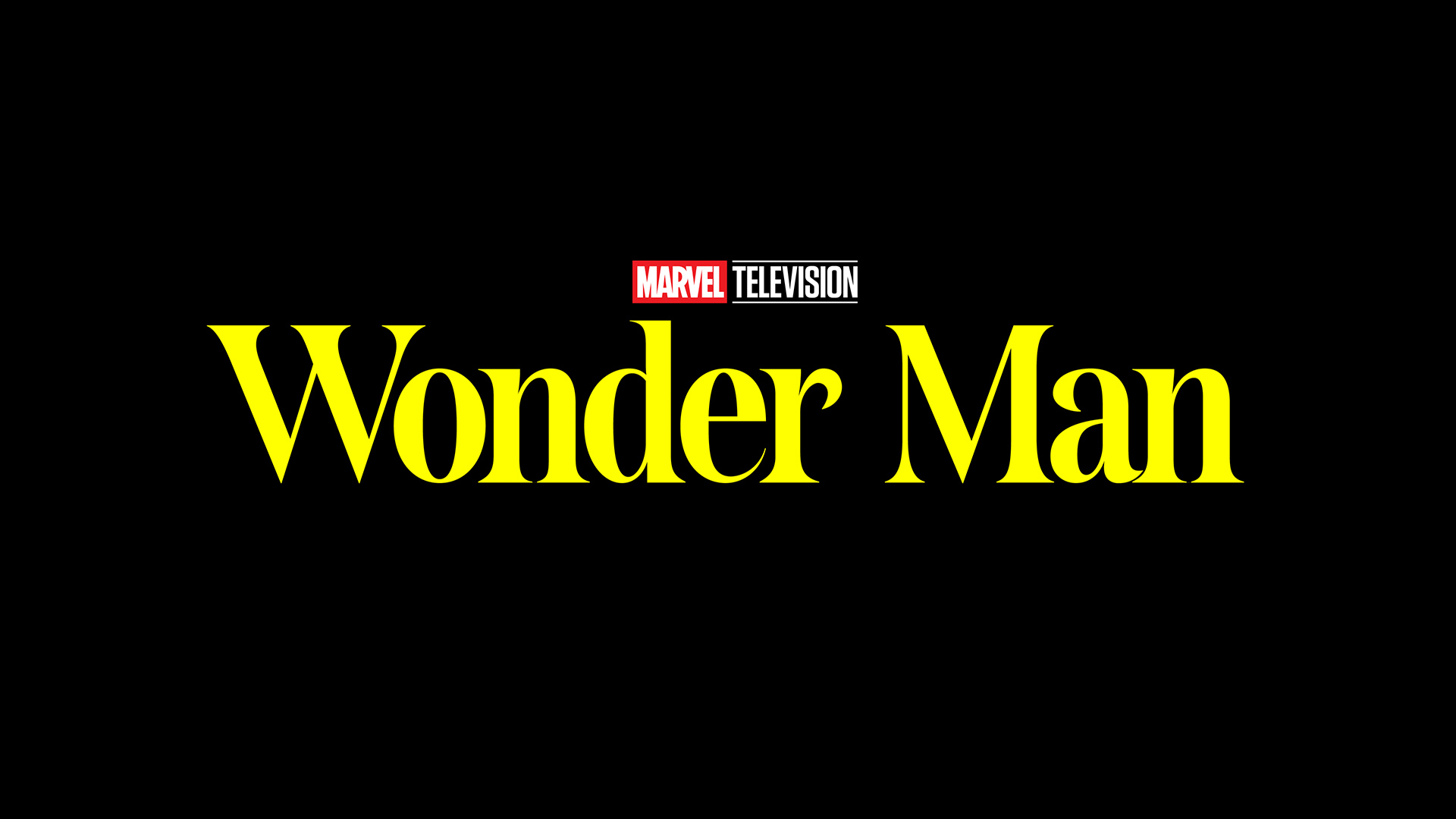 The official logo of the Marvel Wonder Man television program is shown in yellow text on a black background