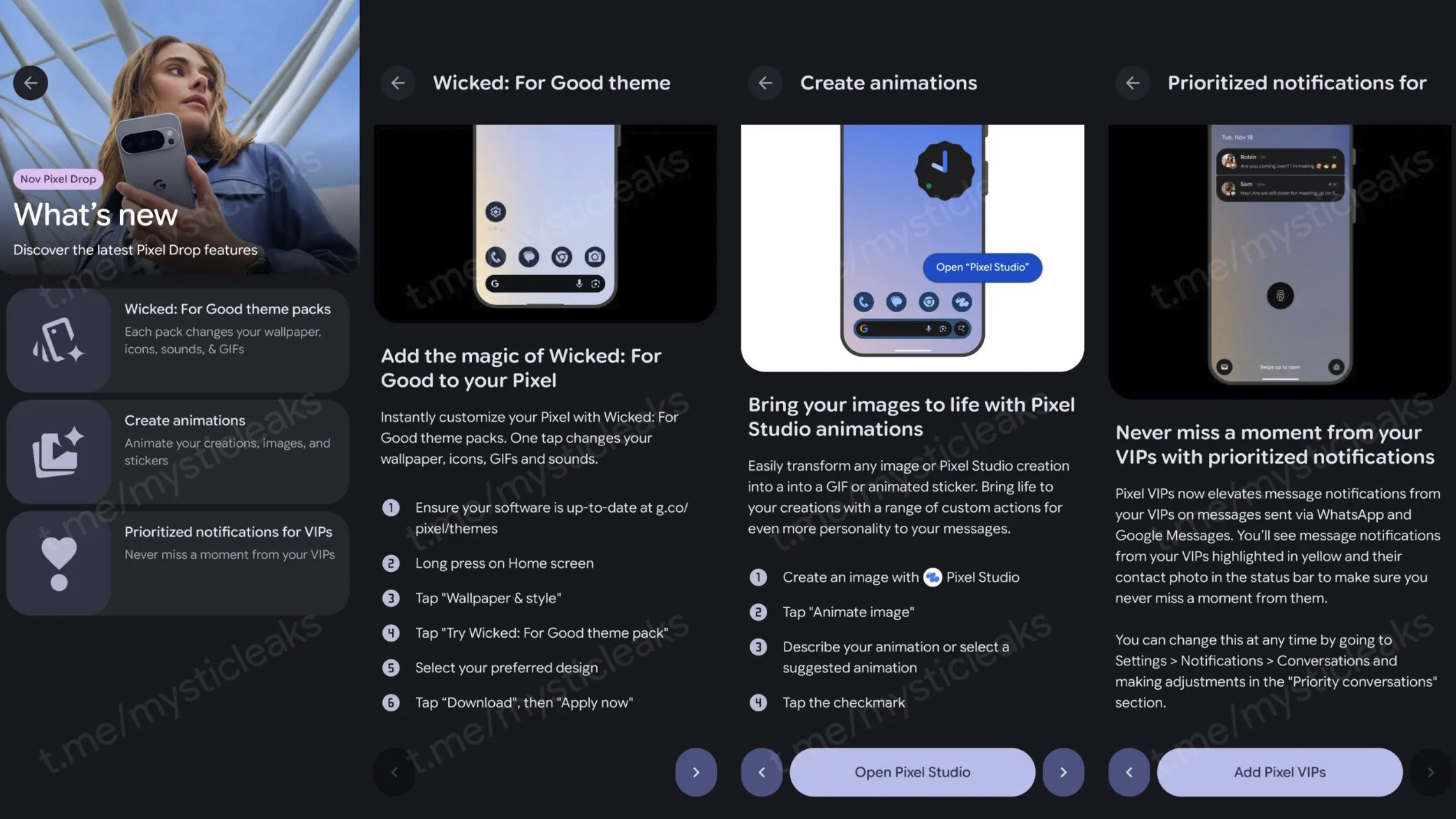 A leaked image of an upcoming Pixel feature drop