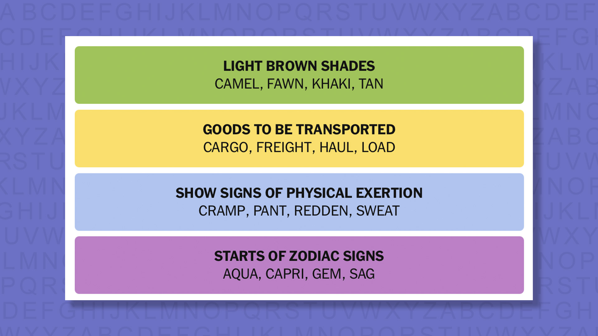 NYT Connections answers game 875 on a purple background