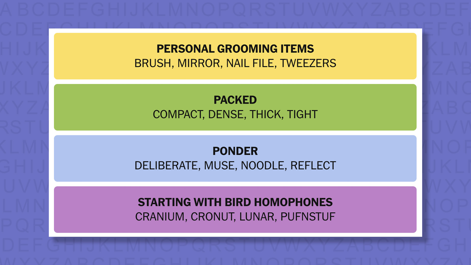 NYT Connections answers game 882 on a purple background