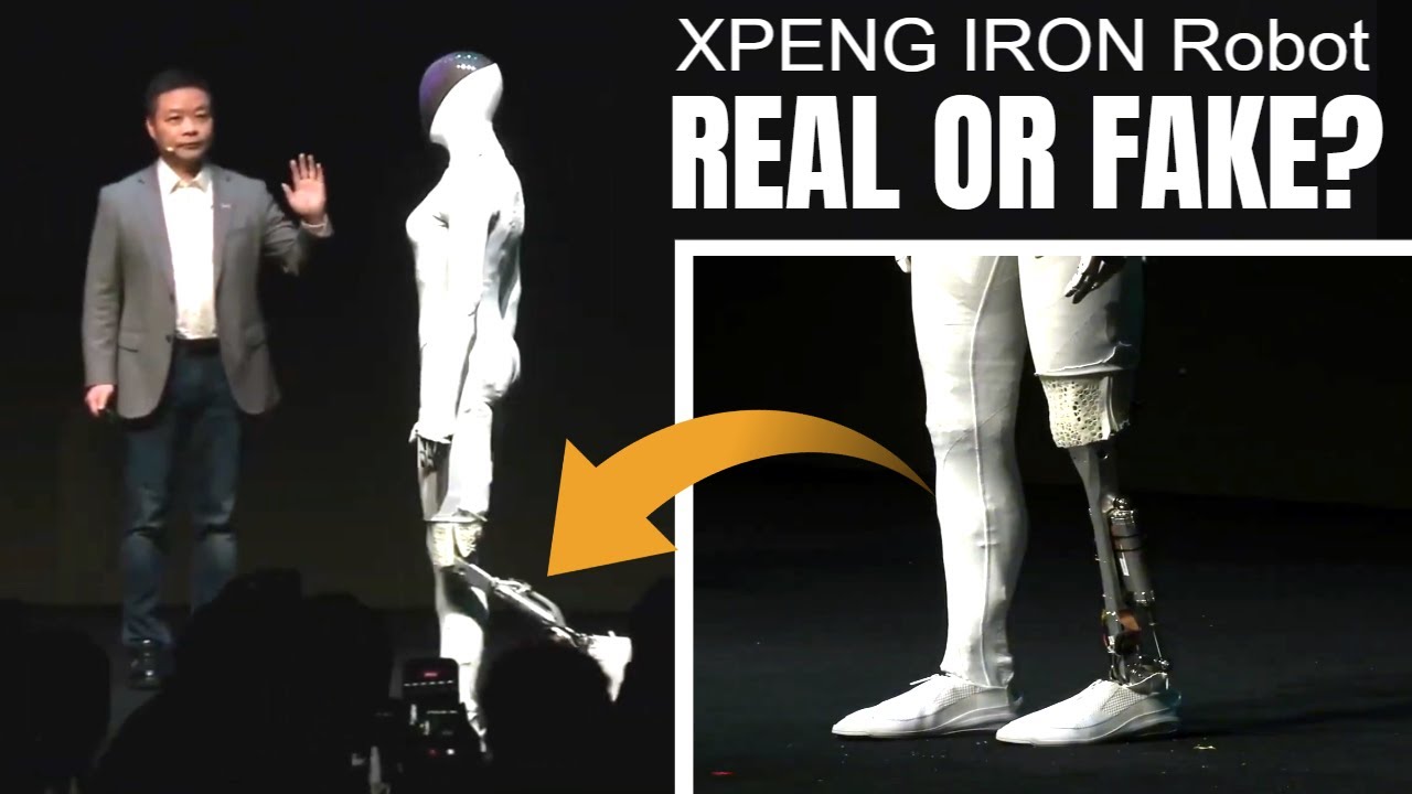 XPENG IRON robot opens on stage to prove it's real - YouTube