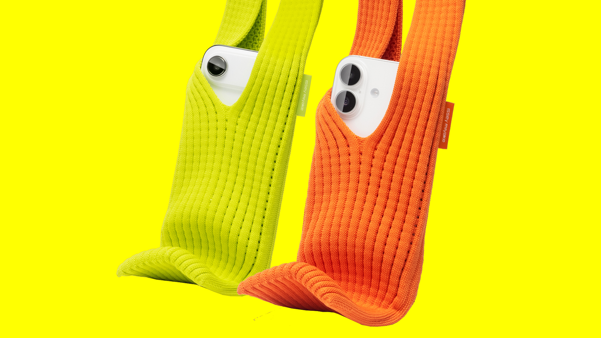 iPhone Pocket accessory on yellow background