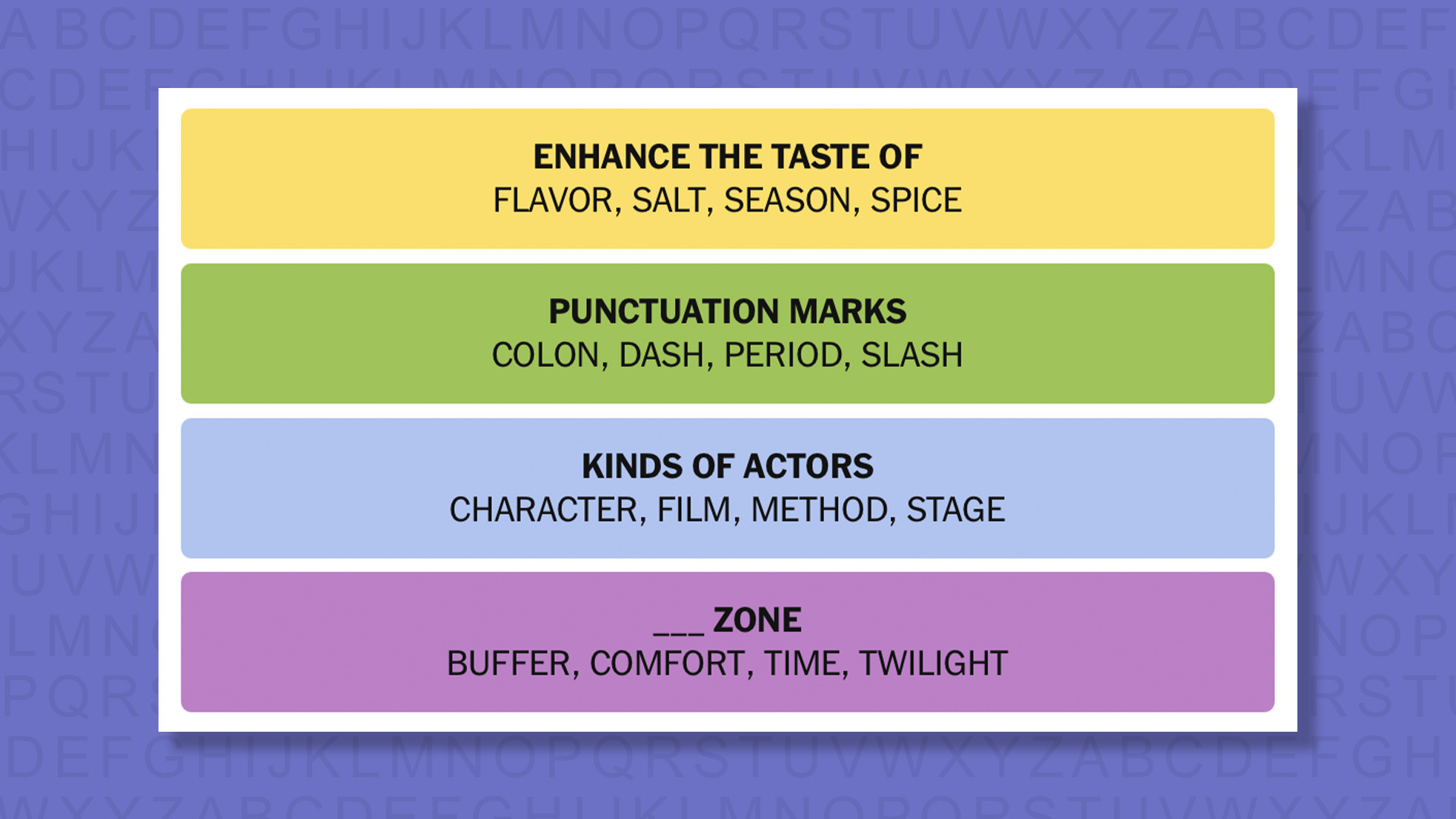 NYT Connections answers game 888 on a purple background