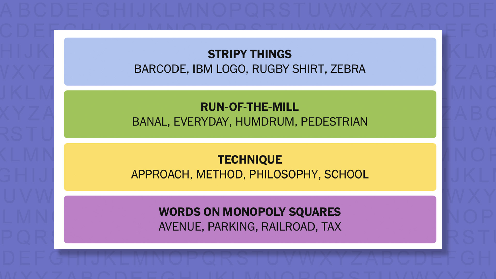 NYT Connections answers game 889 on a purple background