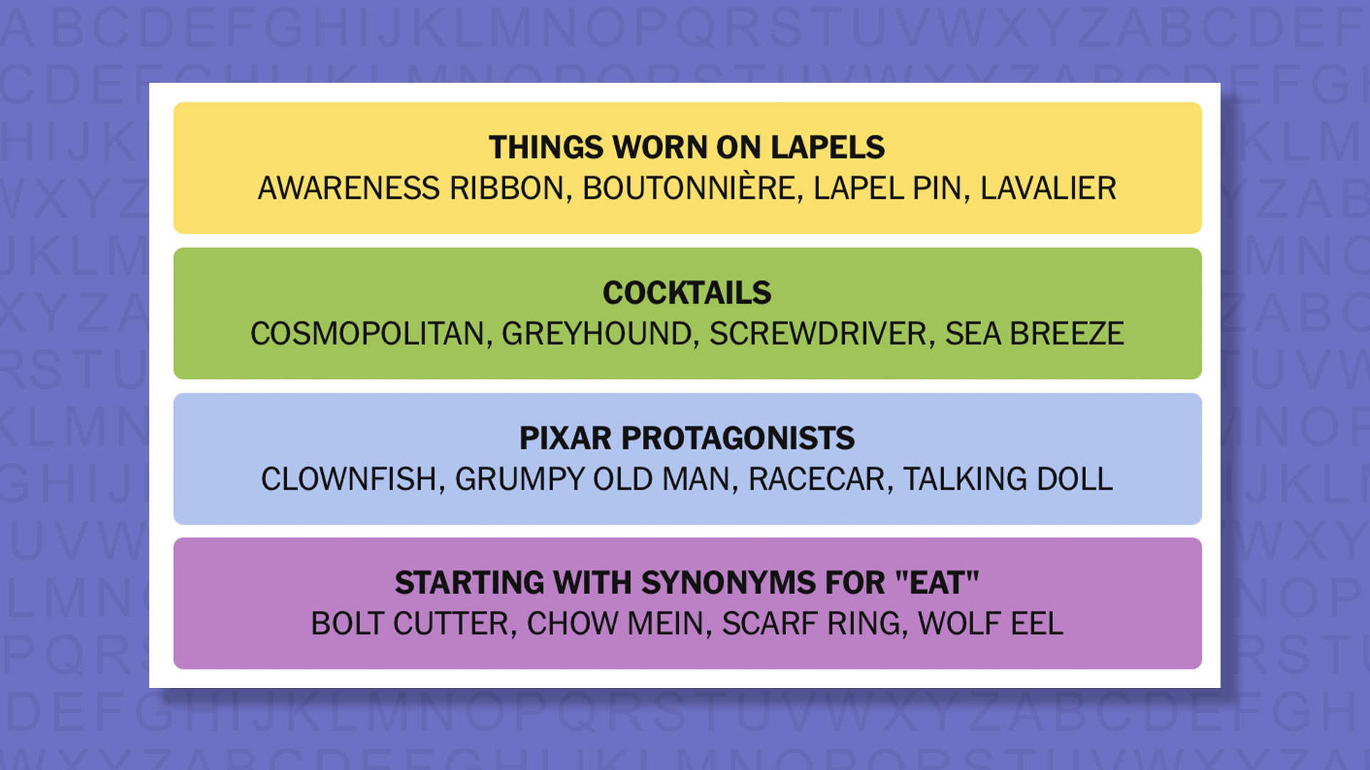 NYT Connections answers game 894 on a purple background