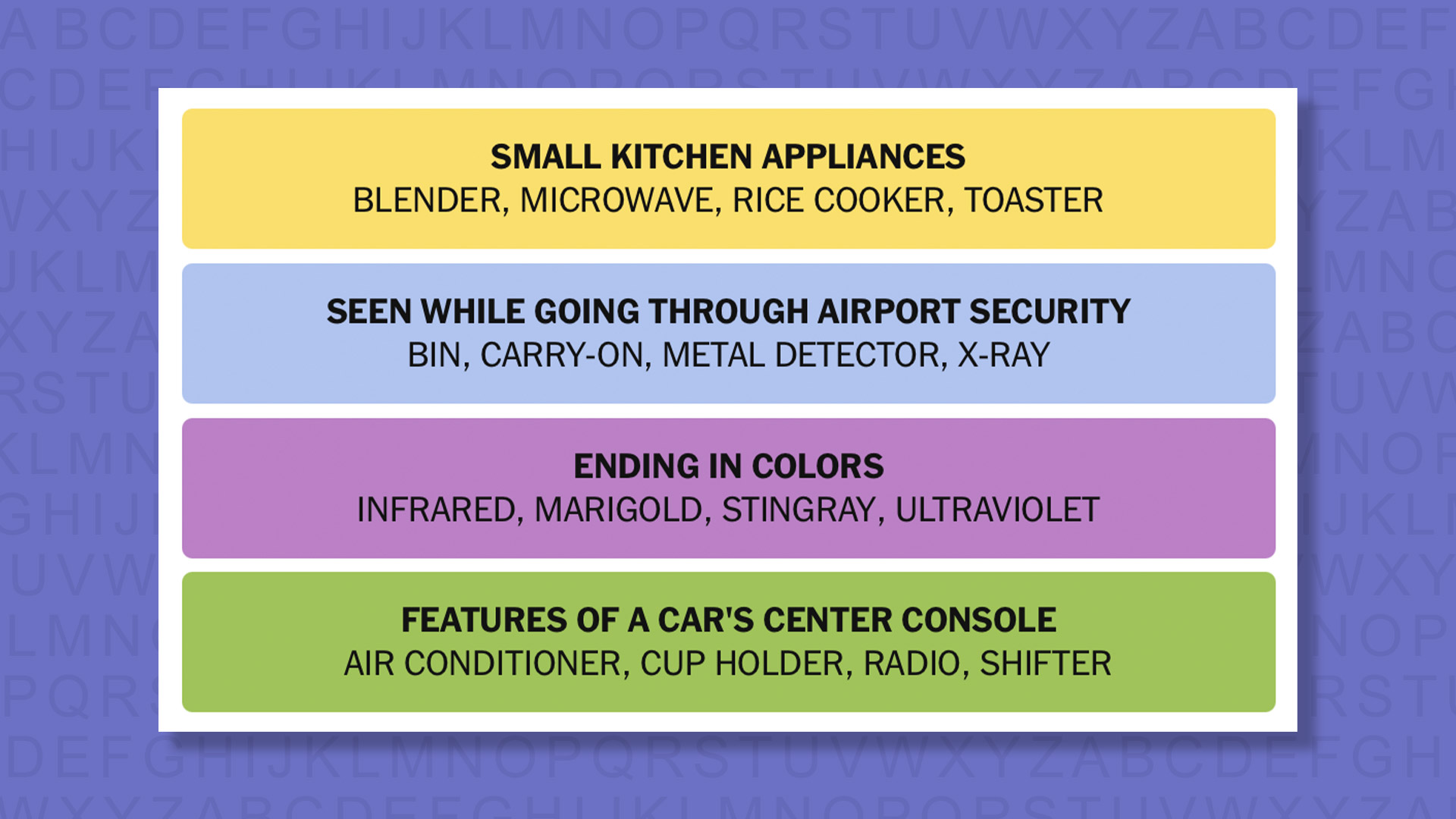 NYT Connections answers game 897 on a purple background