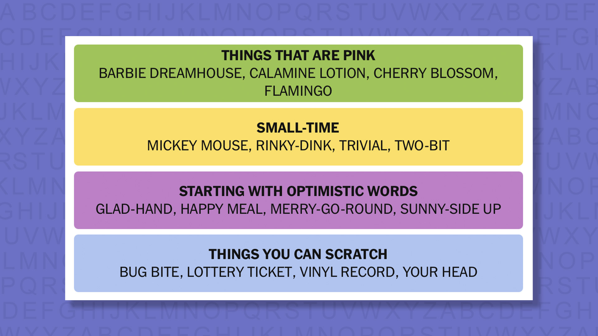 NYT Connections answers game 898 on a purple background