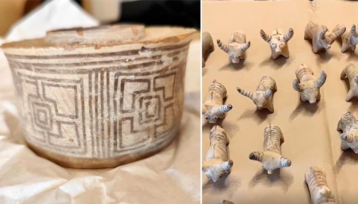 This collage shows ancient artifacts, recovered in Italy and returned to Pakistan. — Embassy of Pakistan in Rome