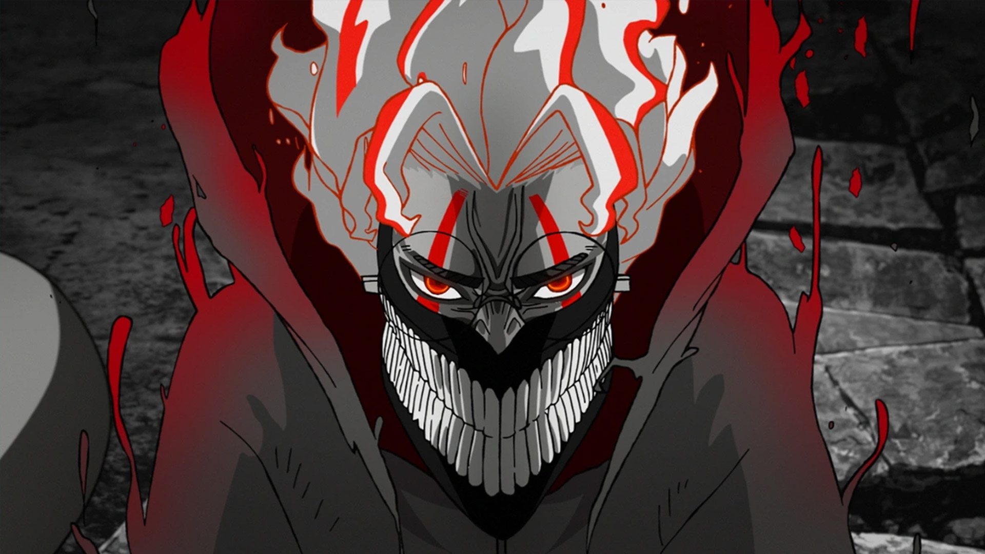 Jiji looks down at the camera in Dandadan