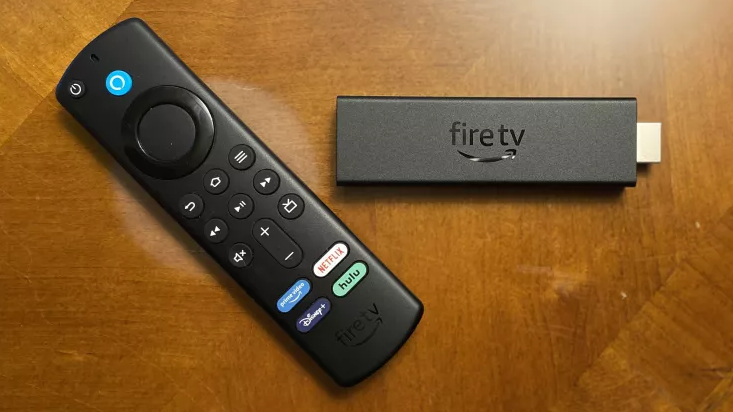 Amazon Fire TV Stick 4K Max photographed on a wooden surface