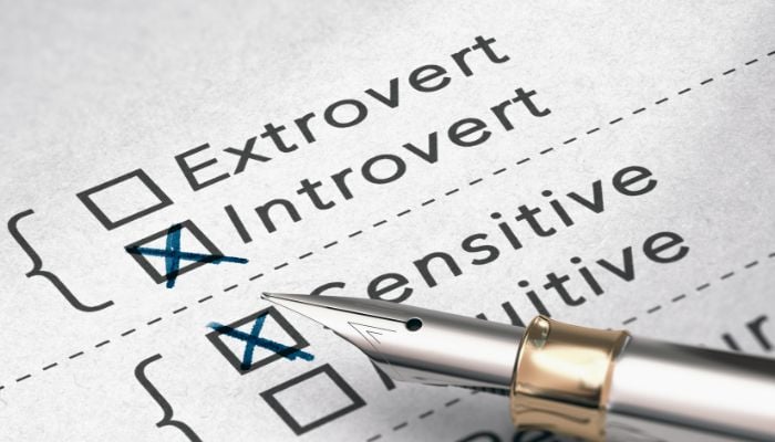 A representational form shows introvert marked in a personality form. —Canvas