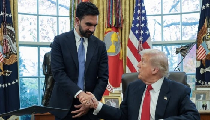 U.S. President Donald Trump shakes hands with New York City Mayor-elect Zohran Mamdani as they meet at the White House in Washington, DC, United States, November 21, 2025. – Reuters