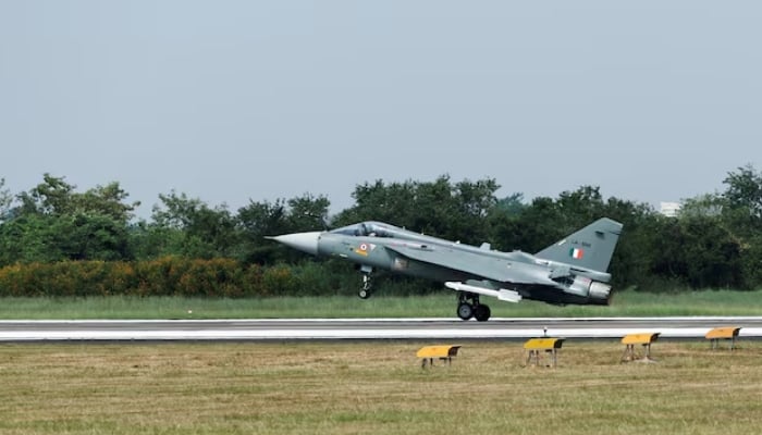 Hindustan Aeronautics Limited (HAL) Tejas Mark 1A, a light combat aircraft, takes off from HAL Nashik, India, on October 17, 2025. – Reuters
