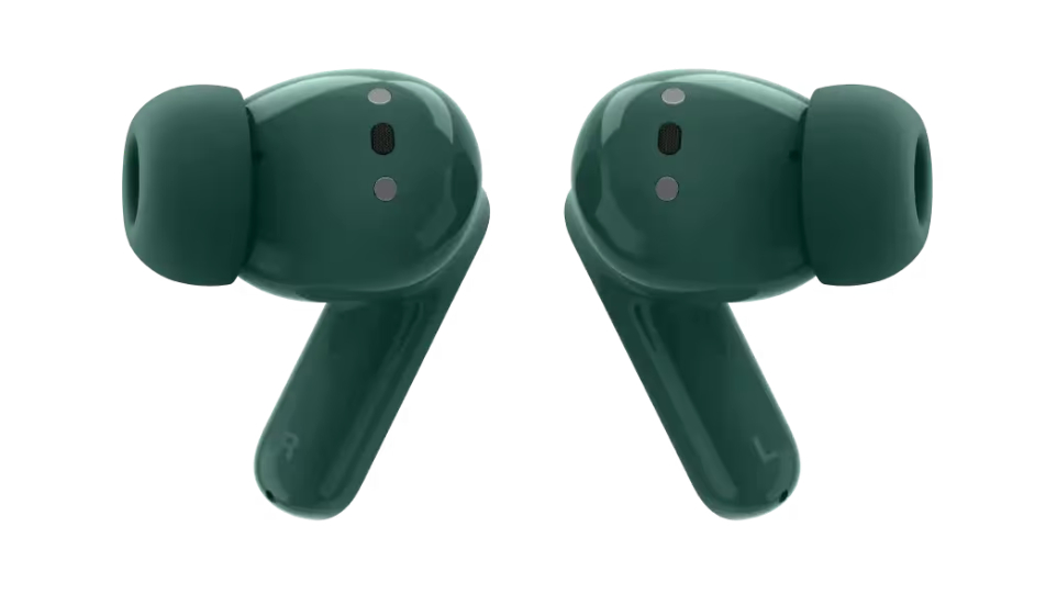 Moto Buds Bass in Posy Green on white background