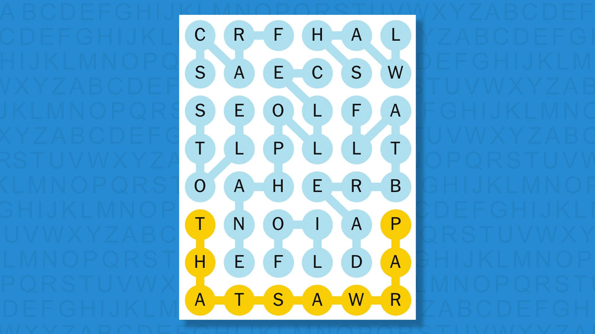 NYT Strands answers game 623 on a blue background