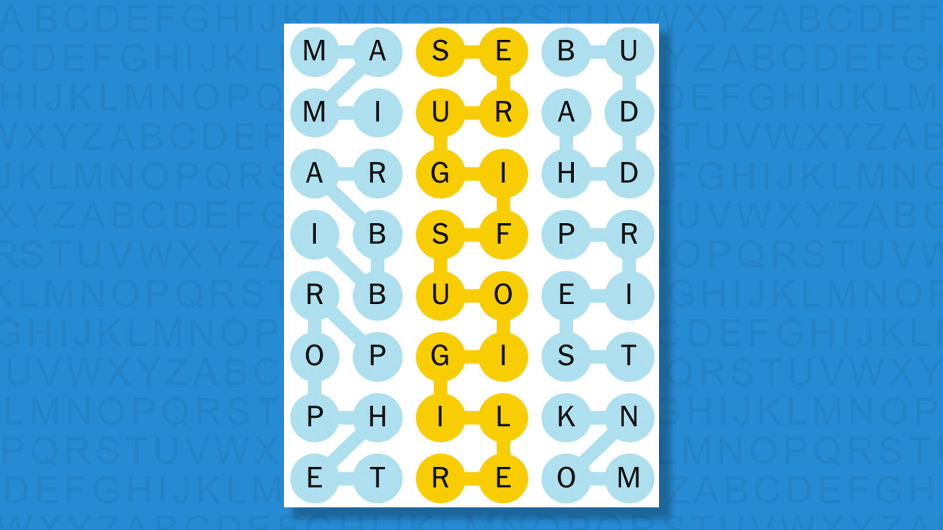 NYT Strands answers game 626 on a blue background