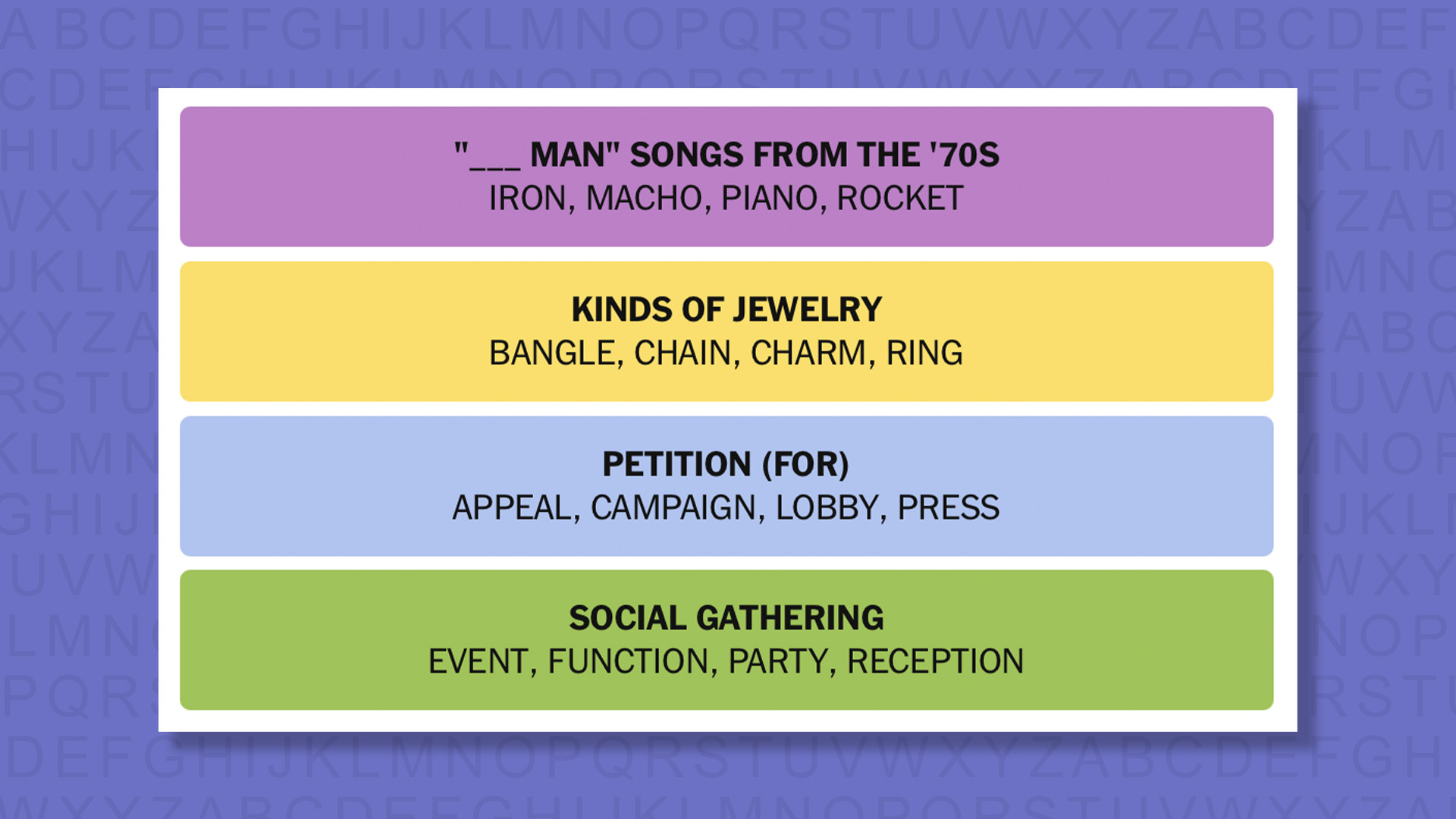 NYT Connections answers game 906 on a purple background