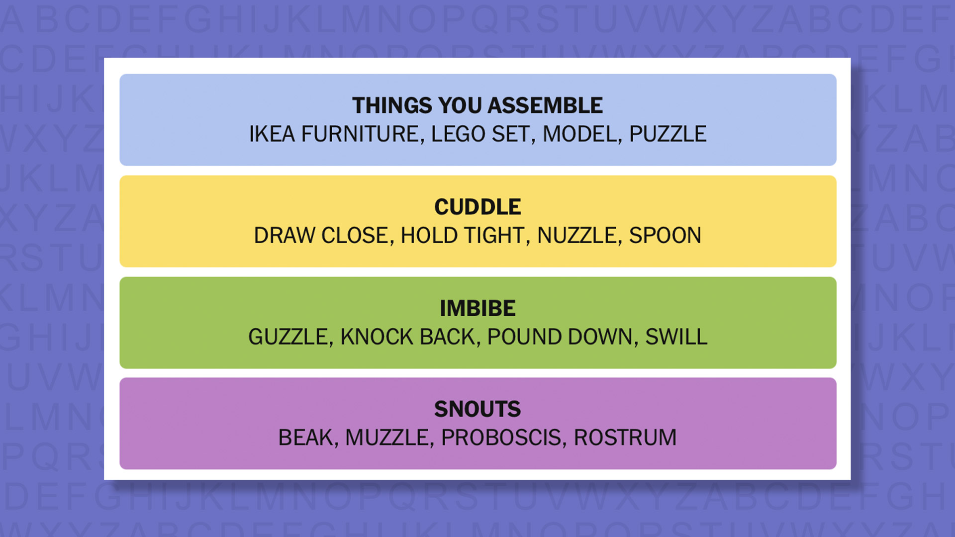 NYT Connections answers game 907 on a purple background