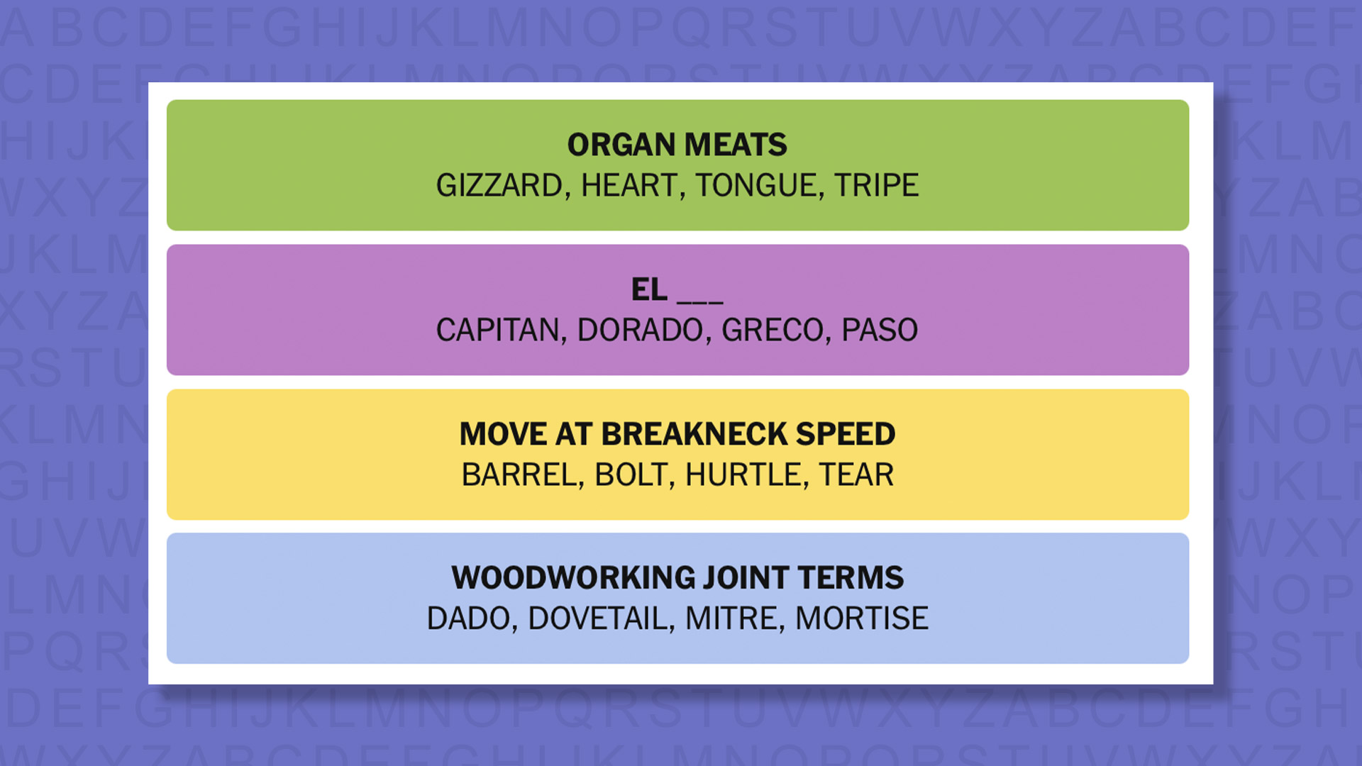 NYT Connections answers the 910 game on a purple background