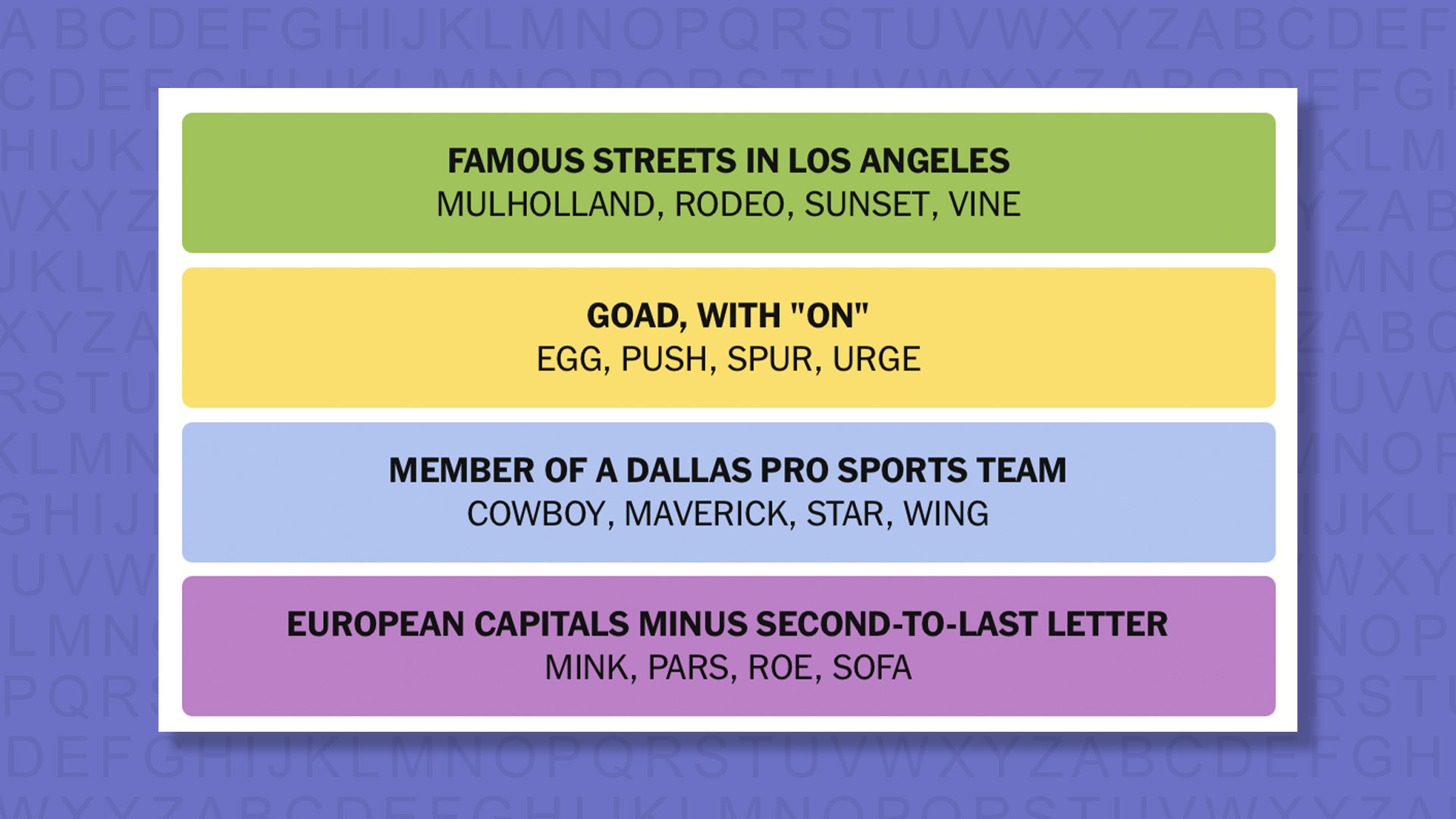 NYT Connections answers the 911 game on a purple background