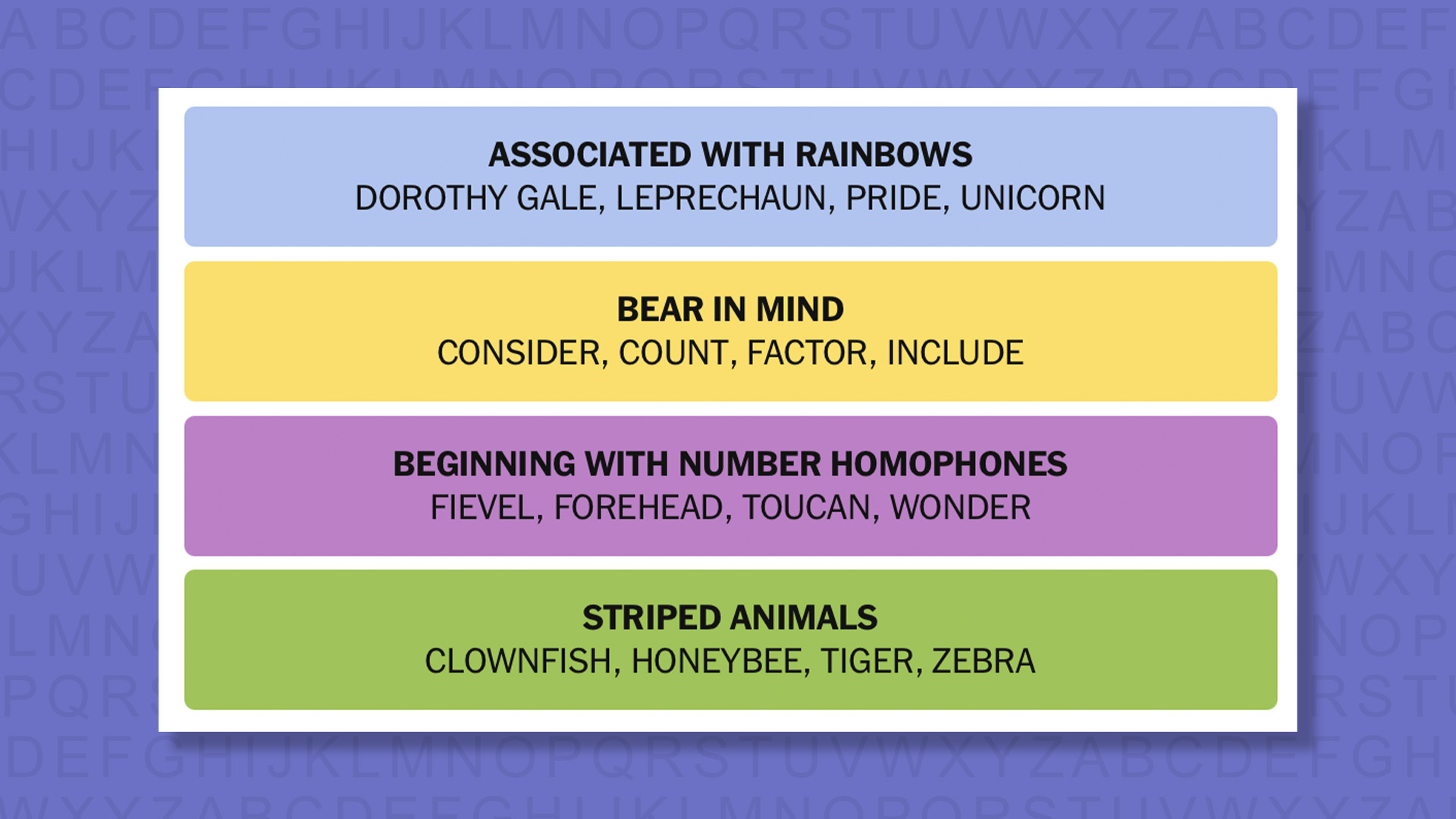 NYT Connections answers the 912 game on a purple background