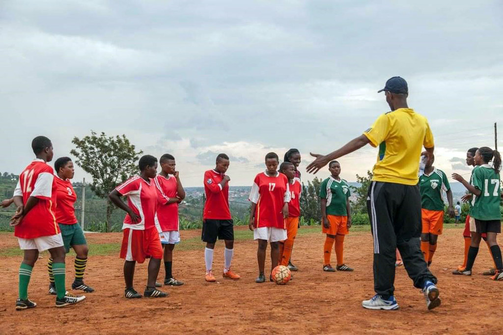 A women's team at the Play2Remember tournament at the Togetherness Cooperative Center in Kigali, Rwanda.