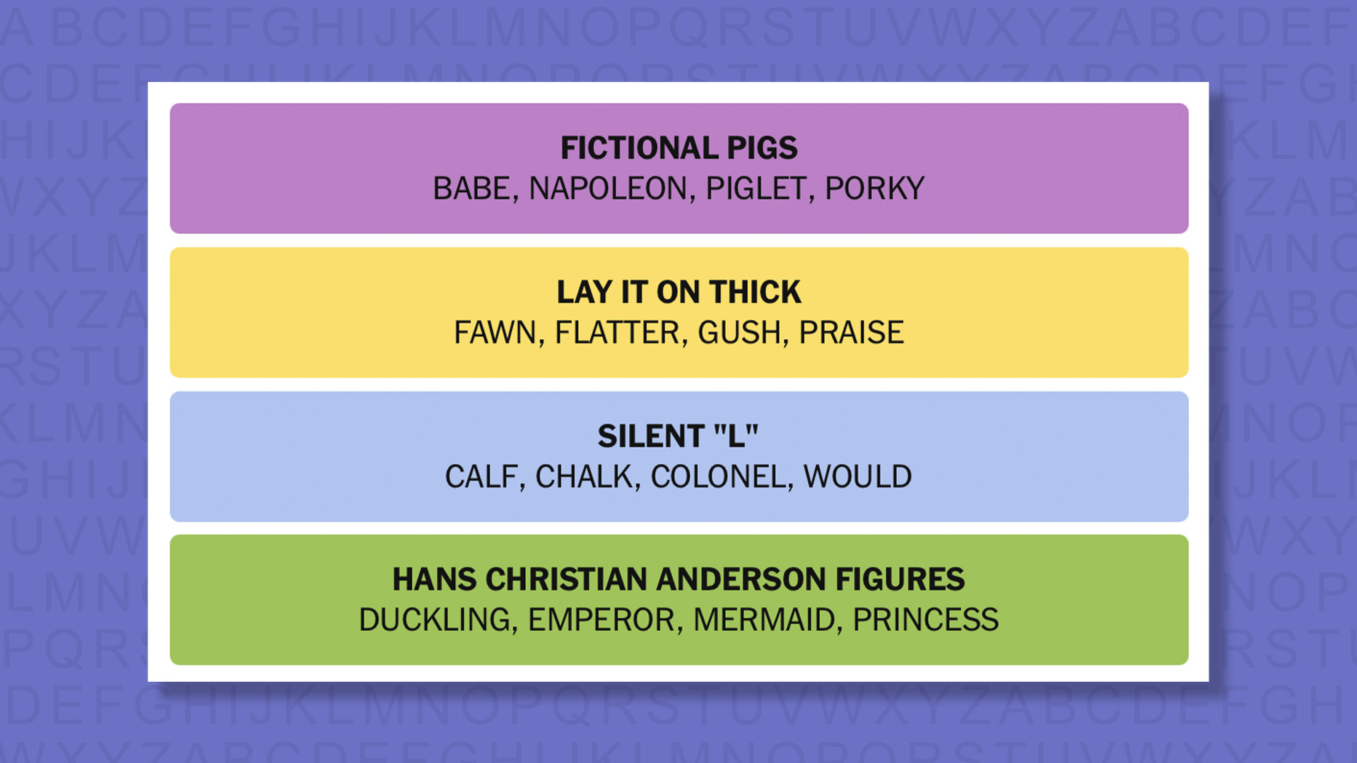 NYT Connections answers game 917 on a purple background