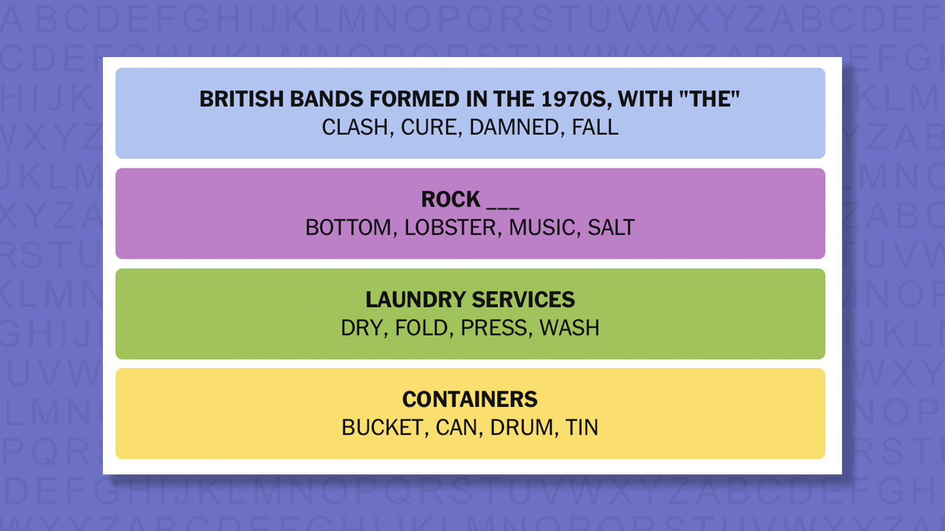 NYT Connections answers game 923 on a purple background