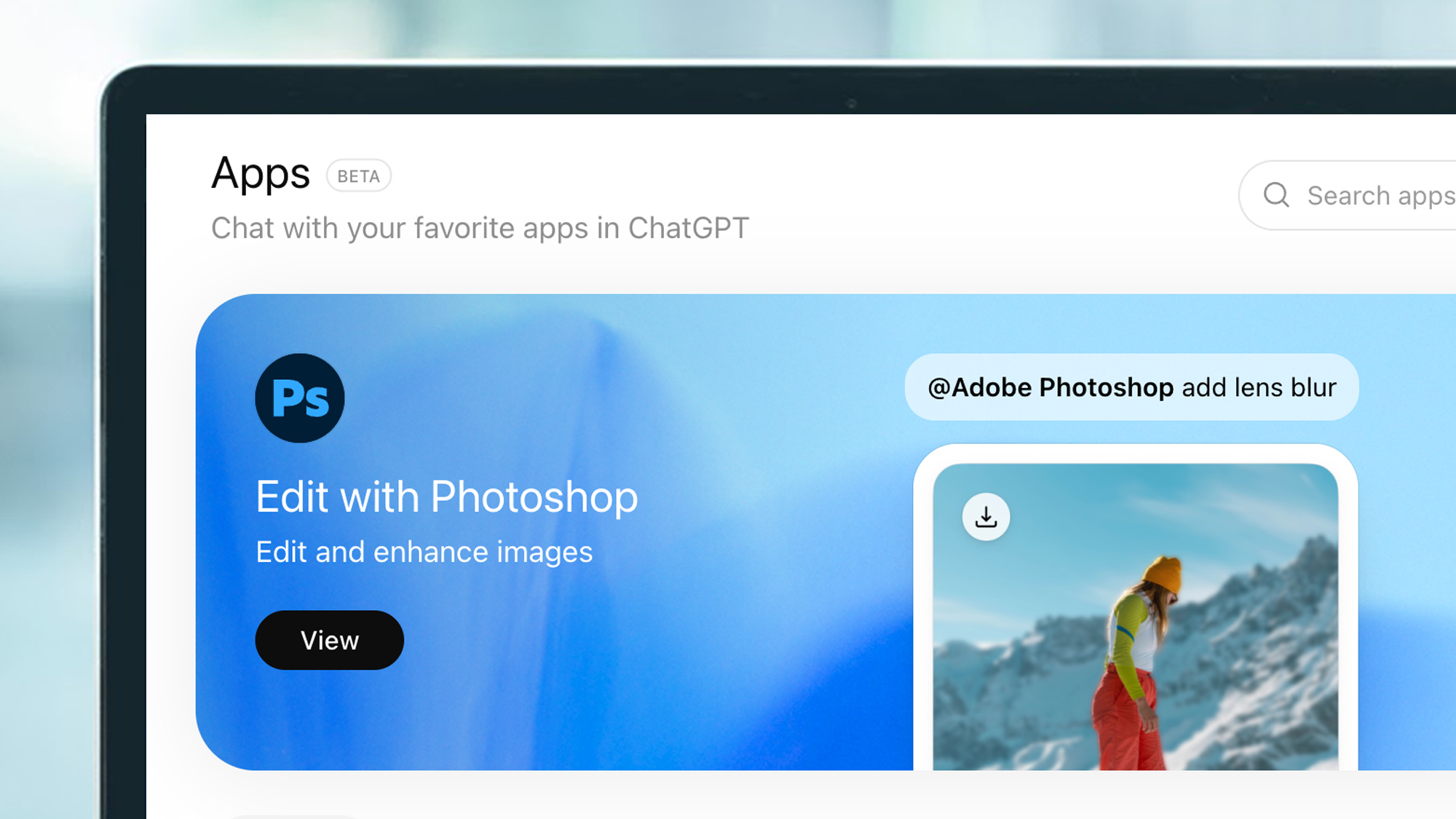 A laptop screen showing the ChatGPT application directory