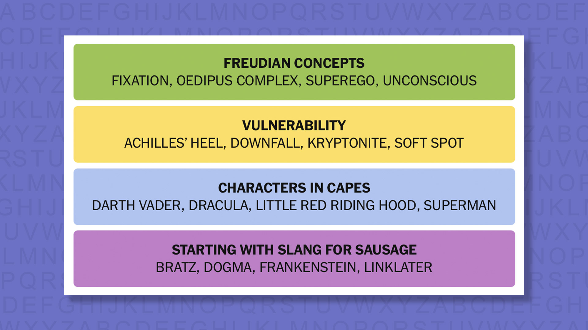 NYT Connections answers game 926 on a purple background
