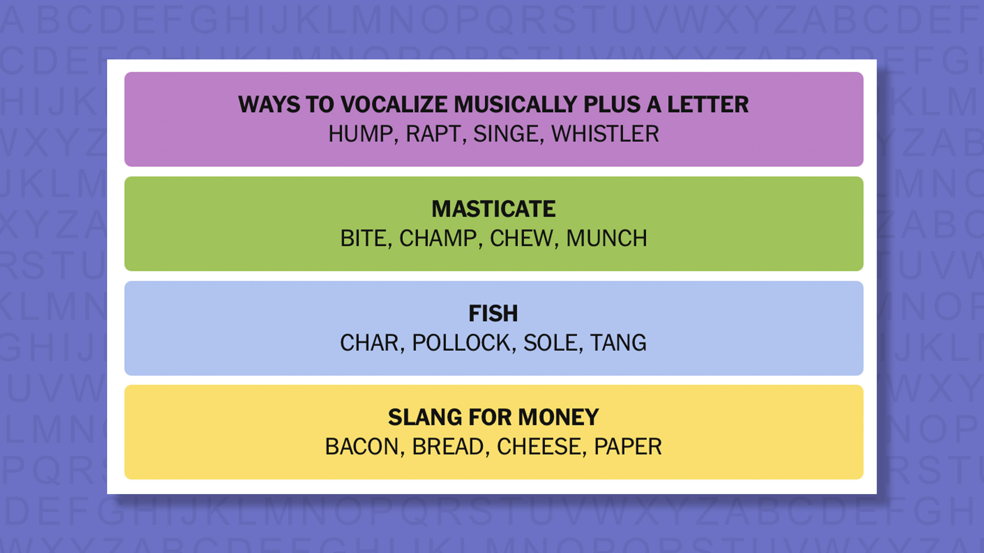 NYT Connections answers game 927 on a purple background