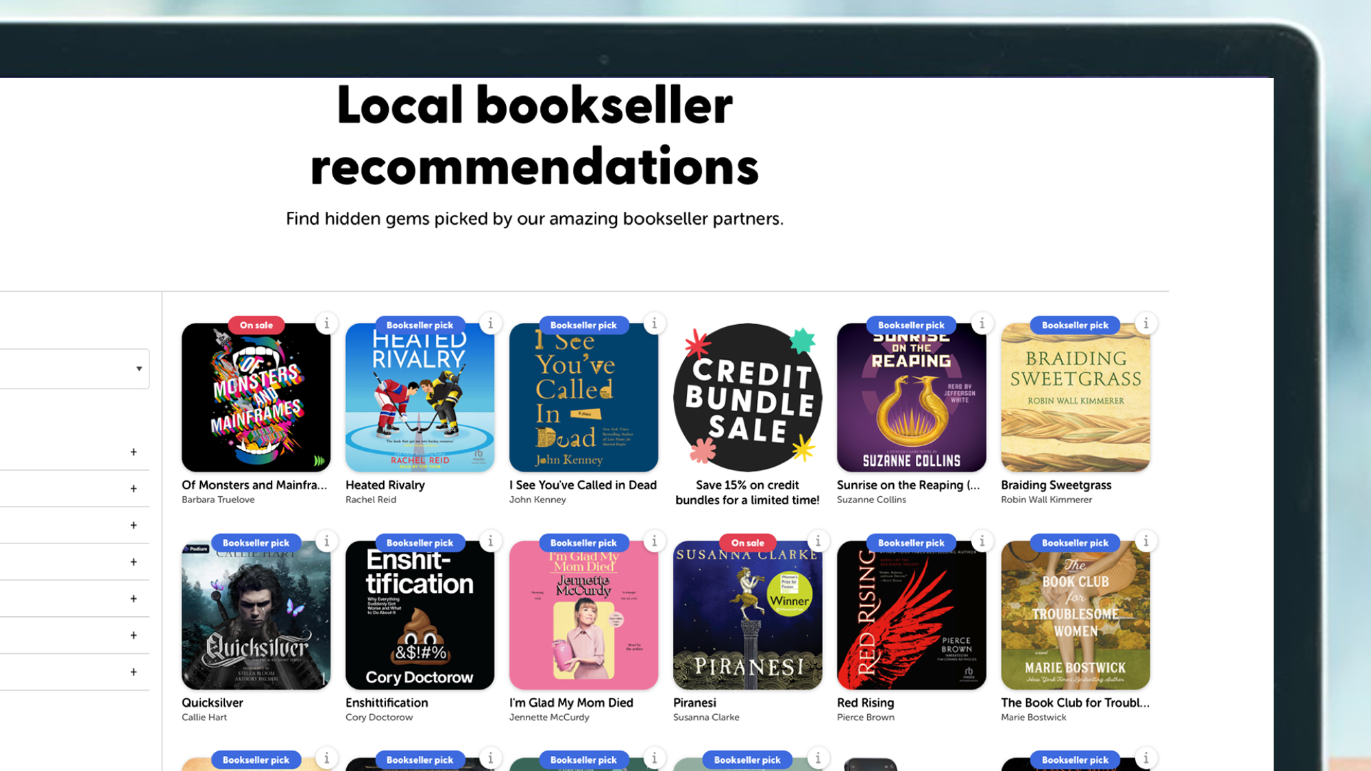 A laptop screen showing the Libro.fm website.