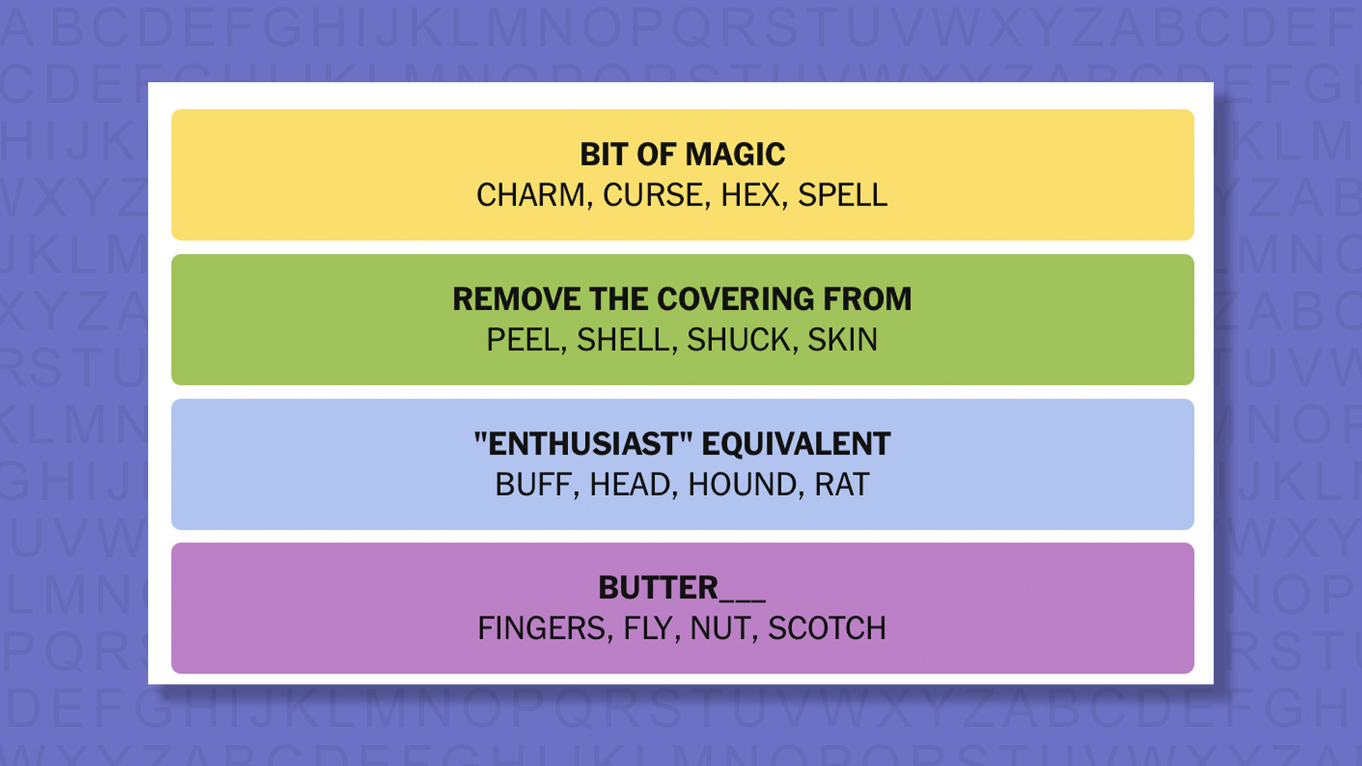 NYT Connections answers game 935 on a purple background