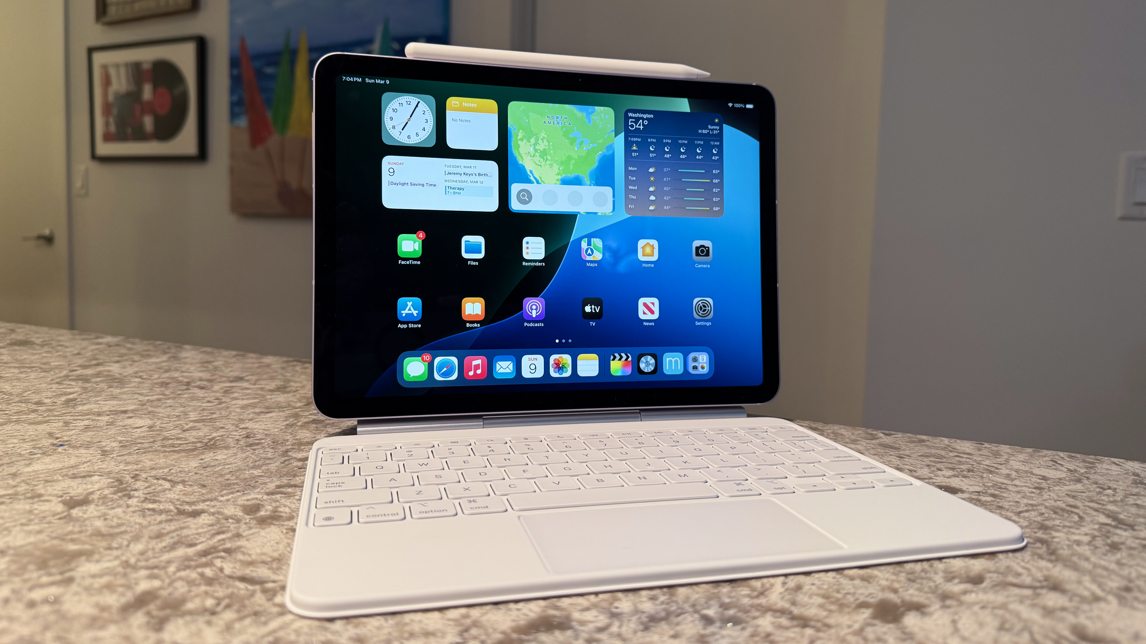 1-Review of the 11-inch Apple iPad Air M3 (2025). 11-inch iPad Air with M3 on Magic Keyboard on the home screen.