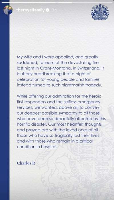 King Charles speaks out after New Year celebration turns fatal