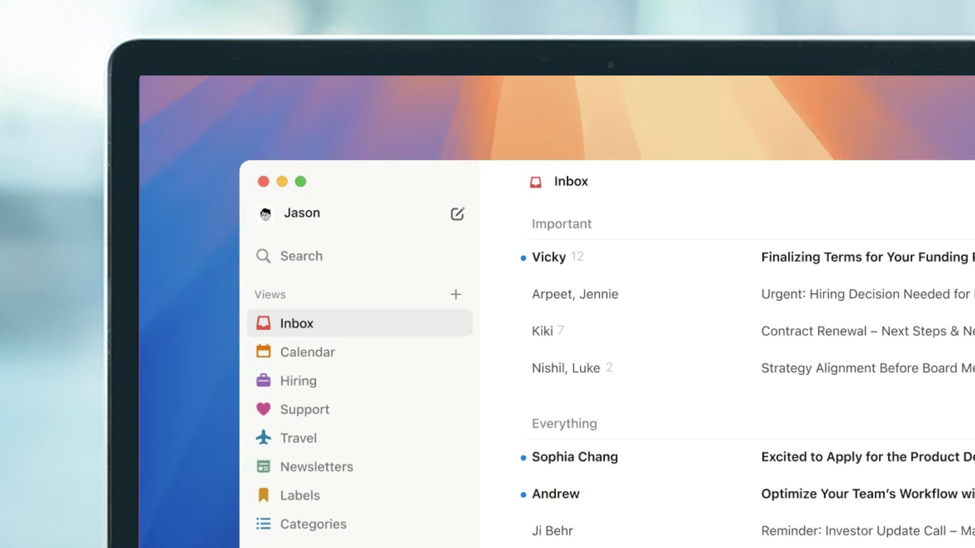 A laptop screen showing the Notion app
