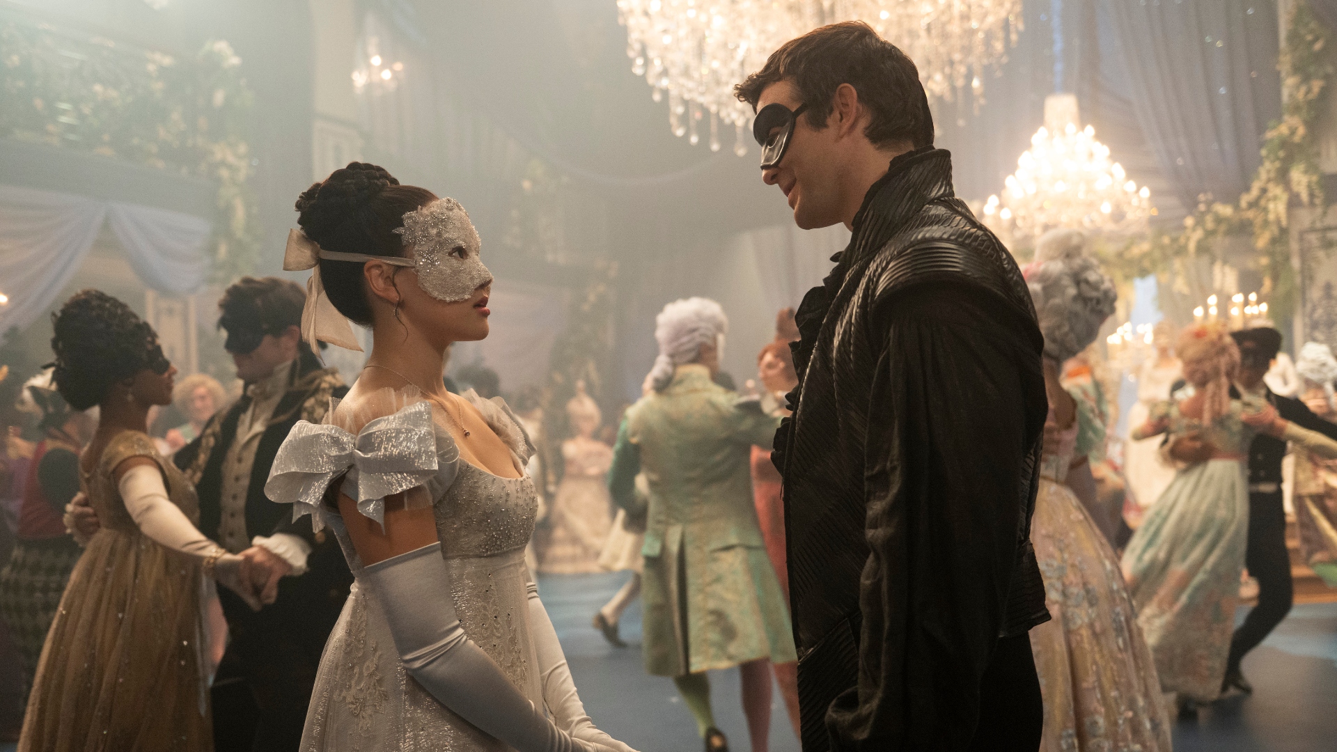 Sophie and Benedict smile at each other in the fourth season of Bridgerton