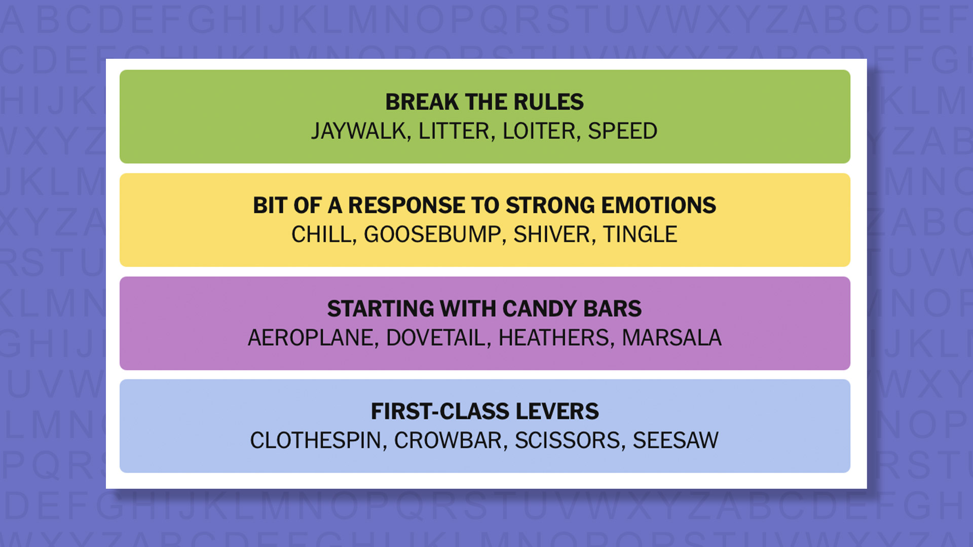 NYT Connections answers game 942 on a purple background