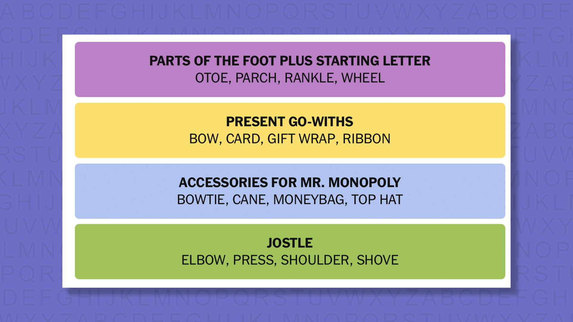 NYT Connections answers game 947 on a purple background