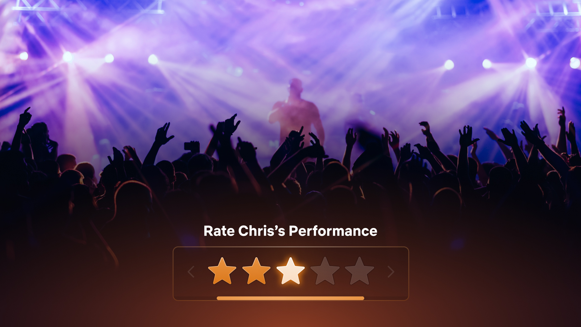 A screenshot of someone giving a live performer three out of five stars using Netflix's real-time voting feature.