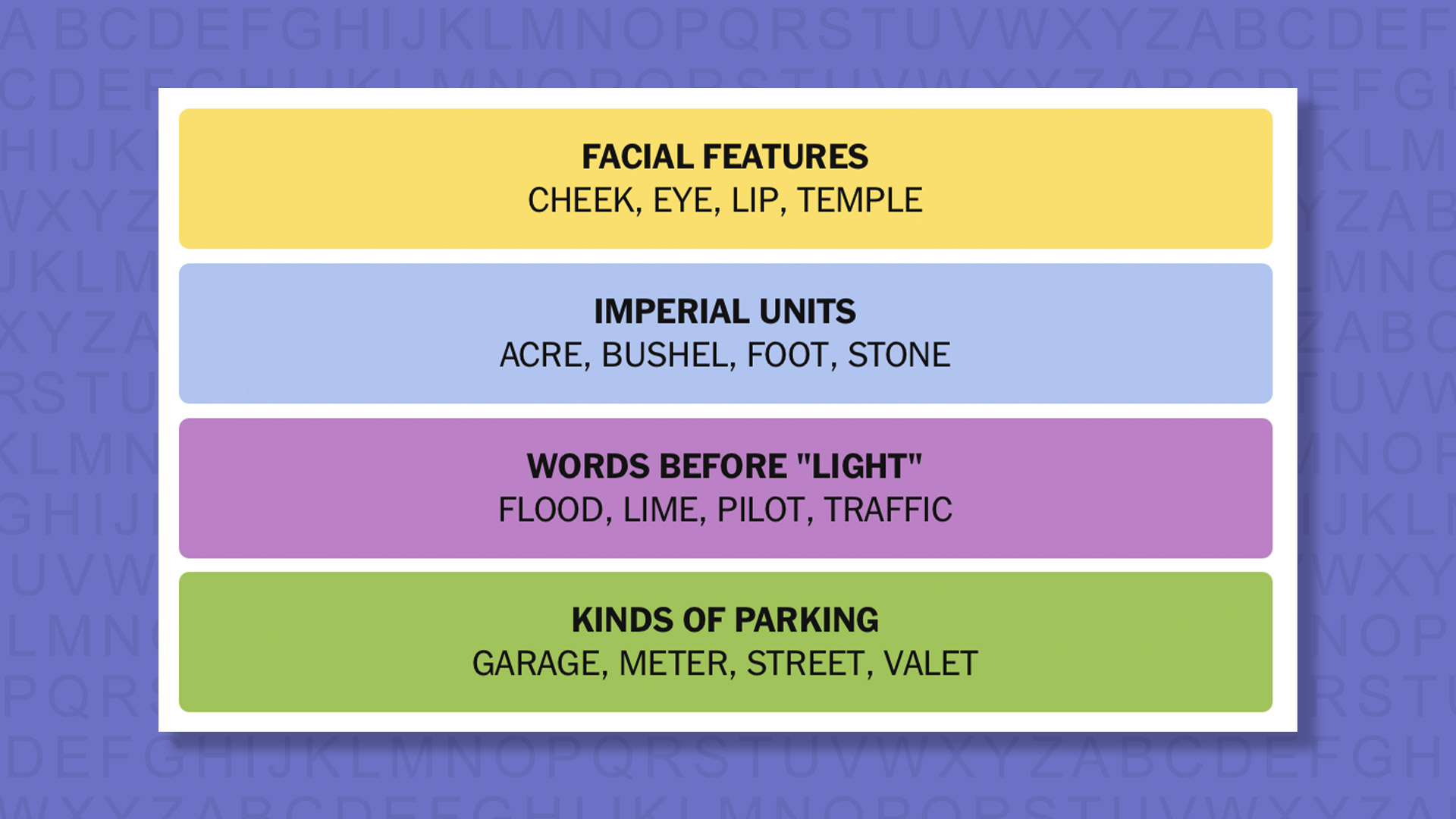 NYT Connections answers game 957 on a purple background